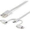StarTech.com Cavo di ricarica multiplo USB da 1m - Adattatore da USB a Micro-USB o USB-C o Lightning per iPhone / iPad / iPod /