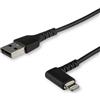 StarTech.com Cavo da USB-A a Lightening da 1m durevole - nero ad angolo retto a 90° in fribra aramidica - Robusto e resistente