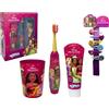 CARTOON Set accessori per la cura dell'igiene orale per bambini 4 pezzi spazzolino elettrico dentifricio bicchiere gadget (Principesse 1)