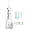 Générique Idropulsore elettrico portatile, irrigatore portatile senza fili da 300 ml, ricarica USB, 5 ugelli, 5 modalità di impulso, impermeabilità IPX7, un clic per rinnovare la salute orale