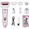 KEMEI 7114 Rasoio Elettrico 4in1 per Donna, Rasoio Intimo con Motore 6500rpm, IPX4 Anti-Spruzzo Lavabile, Ricarica USB, per Viso,Ascelle,Gambe,Braccia,Bikini, Compatto Viaggio