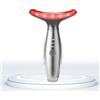 TLINNA Massaggiatore viso -7 colori rosso-terapia per viso e collo per rughe, doppio mento, massaggiatore viso vibrante con termiche (argento)