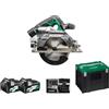HIKOKI Akku Kreissäge C3606DB (36V, Akku 2,5 Ah, Brushless, Sägeblatt Ø: 165mm, Sägeblattboh. Ø: 20mm, Max.Sägeleistung. bei 90°: 66mm, Gehrungssch. von/bis: -5° bis 45°) Plus Zubehör im HSC IV Koffer