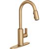 Moen Meena 87270BZG - Rubinetto da cucina a una maniglia con spruzzatore estraibile, ad arco alto, con sistema Reflex e collegamento rapido Duralock, oro bronzato, 87270BZG