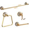 PEONYBATH Set di accessori da bagno in bronzo antico, portasciugamani regolabile, porta rotolo di carta igienica, porta asciugamani, gancio, set di accessori da bagno a parete, design in porcellana