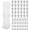 KAXIMON 30 m x 2 mm, corda per appendere foto in nylon bianco, resistente, con 30 ganci ad anello a D e 40 viti