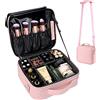 GZCZ Borsa Porta Trucchi, Valigetta Trucchi di Grande Capacità Professionale in Pelle PU Make Up Organizer Bag Impermeabile Artista Portatile Make Up Case con Divisori Regolabili e Cinghie, 10.2