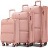 Miss Lulu Valigia da Cabina Morbida Espandibile con Ruote Girevoli, Bagaglio a Mano, Valigie da Viaggio Piccole/Medie/Grandi, Rosa