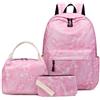 Hixingo Zaino Scuola Media Ragazza 3 Pezzi con Borsa Termica Astucci Matite, Zainetti per Bambini Ragazzi, Set per la Scuola Borse Ragazze per Scuola Elementare Medie (fulmine rosa)