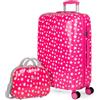 ITACA - Set valigia media e bagaglio a mano bambina e bambino, per viaggi aereo, leggera - Trolley rigide e resistente, mediano, 4 ruote cabina, con lucchetto a combinazione, bambini, Fucsia