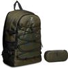 Invicta Zaino Mono Scomparto Invicta, Active, Verde Militare, Scuola & Tempo Libero + Portapenne Round