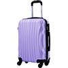 R.Leone Valigia Trolley Bagaglio a mano Rigido Ultraleggero in ABS 4 Ruote Autonome (Lilla, 3037 Valigia 55x38x23 cm)