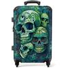 NoBoringSuitcases.com Valigia Grande 20-23 kg, Media, Trolley Medio, Rigida, Rigido, da Stiva, Valigie Grandi, Bagaglio, Leggera, Medie Rigide, con 4 Ruote Girevoli, 67 cm - 72 L, Sfondo Verde Cranio