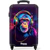 NoBoringSuitcases.com Valigia Bambini 55x40x20 cm - Scimpanzé Neon Viola