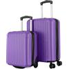 R.Leone Valigia 55x35x25 + 40X30X20cm Trolley Bagaglio a Mano 2 Ruota in ABS Wizzair Vueling Air Asia Air France ita airways KLM 318 (Viola, Valigia 55x35x25 + 40X30X20cm)