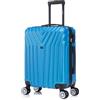 R.Leone Valigia da 1 Fino a Set 4 Trolley Rigido grande, medio, bagaglio a mano 55x40x23 cm Wizz, ITA Airways e bagaglio 45x36x20 cm EasyJet in ABS 9001 (Azzurro, S Bagaglio a mano)