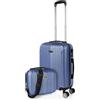 ITACA - Bagaglio A Mano Rigido Leggero Bagaglio A Mano 55X40X20 con 4 Ruote Silenziose Trolley Cabina Viaggio Aereo Ergonomico Durevole. Compatibile Ryanair, Blu zaffiro