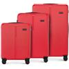 WITTCHEN Stripes Line Set di valigie 3 pezzi | (36/65/96 L) in ABS rigido, 4 ruote 360°, lucchetto a combinazione & manico telescopico | Valigia cabina/media/grande - Colore: Rosso