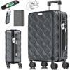 KESSER® Valigia da viaggio in ABS rigida con serratura a combinazione, bilancia e portafoglio, ruote a 360°, valigetta per business, trolley con asta telescopica e maniglia