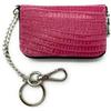 PASSIONE PORTACHIAVI borsellino con cerniera- Multifunzione - Porta-monete-carte-chiavi-auto - Catena da appendere in vita - Vera Pelle - Made in italy (Fucsia)