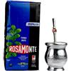 Yerbee Rosamonte Yerba Mate Despalada 1 kg | Kit da Tè in Acciaio Inox: Tazza e Cannuccia (Bombilla) - Zucca