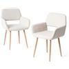 FurnitureR Set di 2 sedie moderne, gambe in metallo, schienale traforato in tessuto beige, design scandinavo per sala da pranzo, camera da letto, 56 x 53 x 80 cm