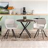 FurnitureR Set di 2 sedie moderne con braccioli girevoli a 360°, gambe radiali in metallo, schienale traforato in tessuto beige, design scandinavo, per sala da pranzo, camera da letto, 56 x 43 x 83 cm
