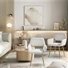 FurnitureR Set di 2 sedie moderne per sala da pranzo, gambe in metallo, schienale traforato in tessuto beige, design scandinavo, per sala da pranzo, camera da letto, 56 x 53 x 80 cm
