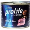 Generico Prolife Umido Cane Puppy Mini Sensitive 200gr, alimento completo per cani cuccioli di taglia piccola, gusto AGNELLO e RISO | 6 scatolette da 200 grammi l'una