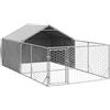 vidaXL Cuccia per Cani da Esterno con Recinto 4x2x1,5m Acciaio Zincato, gabbia per cani all'aperto, gabbia per cani di grandi dimensioni, canile coperto