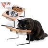 Avilia Ciotole Rialzate per Gatti e Cani 250ml, Set 2 Ciotole per Gatti in Acciaio Inox con Supporto Inclinato 15° in Bambù e Ferro, Ciotola Rialzata Ergonomica Lavastoviglie, Design Moderno