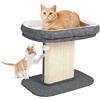 GYMAX Albero Tiragraffi per Gatti in Legno con Rivestimento in Peluche, Paletti in Sisal, Nido Confortevole, Palla da Appendere, 59 x 39,5 x 50 cm, Portata 20 kg (GRIGIO)