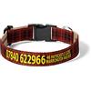 Custom Collare per cani con telefono, indirizzo e nome. Collare personalizzato per cani Scegli il colore del cinturino e del testo (tartano)