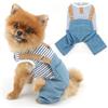 PAIDEFUL Abiti per cani in denim tuta classica a righe camicie con bavaglino pantaloni per gatti vestiti estivi per cani jeans tuta intera per cuccioli abbigliamento t-shirt con tasca D-ring, blu, L