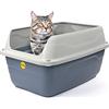 Cat Centre Vassoio per lettiera per gatti Jumbo aperto con bordo alto Pan Deep Anti-Spillage Toilet Box Grigio CatCentre®