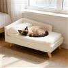 BingoPaw Divanetto Rialzato per Gatti Cuccioli: Divano Letto in Legno con Cuscino a Rullo per Cani di Piccola Taglia Chaise Longue per animali domestici Soffice Lavabile