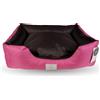 Ligo Buddy Confort - Cuccia per cani Lettino per cani idrorepellente antigraffio in Nylon,realizzata in Italia.Cuscino per Cane, uso interno/esterno. S/M: 70 X 65 cm, FUCSIA/MARRONE