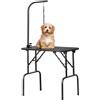 Yaheetech Tavolo da Toelettatura Cani Tosatura per Cani Gatti Animali Nero | Pieghevole, Portata100 kg, Piano Similcuoio Impermeabile Anti-Scivolo,Bordi Arrotondati Protettivi, 80,5 × 46 × 153 cm