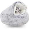 WTZHHK Cuccia Gatto Chiusa Cuccia Pelosa Per Gatti Cani Lettino Gatto Cuscino Caldo Rotondo In Morbido Peluche Lavabile Cuccia Per Gatto E Cane Interno (Color : Gray, Size : 65CM)