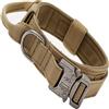 AXINOUDA Collare Tattico per Cani Regolabile con Maniglia di Comando, Collare Militare in Nylon con Fibbia in Metallo per Cani di Taglia Media e Grande (Marrone, L：45-55cm)