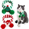 Kunyeah 2 pezzi sciarpa natalizia a righe per animali domestici con pompon invernale per cani e gatti, mini sciarpa lavorata a maglia per animali domestici di piccola e media taglia (media, maglia)