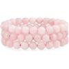 Bling Jewelry Semi Preziosa Pietra Preziosa Rosa Opaco Palla Perla Rotonda Di Quarzo 8 Millimetri Impilando Braccialetto Stretch Set Di 3 Per Le Donne Unisex
