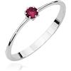 MARKO Anello di fidanzamento in oro bianco da donna con rubino 0.15Ct in montatura a forma di fiore, oro 14 Carati (585) | Anello in oro con scatola inclusa | Anello in oro per donna (Rubino, 61 (19.5))