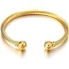 COOLSTEELANDBEYOND Colore Oro Elastico Regolabile Braccialetto del Polsino, Bracciale da Uomo Donna, Acciaio Inossidabile, Cavo Intrecciato