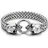 COOLSTEELANDBEYOND Gotico Biker Braccialetto del Cranio Franco Link Barbozzale, Bracciale Uomo Acciaio Inossidabile con Chiusura a Molla