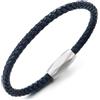 COOLSTEELANDBEYOND Sottile Pelle Intrecciata Braccialetto da Uomo Donna, Bracciale Fascia di Polso, Acciaio Ovale Chiusura Magnetica