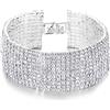 COOLSTEELANDBEYOND Scintillanti Donna Strass Pavé Cluster Largo Bicicletta Bracciale da Uomo, Bling Bling