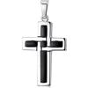 MATERIA by Matthias Wagner MATERIA Ciondolo a forma di croce da uomo, in argento 925 Leon, smaltato nero spazzolato, per collana 15 x 28 mm, con scatola #KA-299