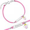 Sakrami Bracciale Argento 925 Bimba Cordoncino Cordoncino Rosa Angioletto Kids Collection + Confezione Regalo Personalizzata - Braccialetto per Nascita Comunione o Battesimo