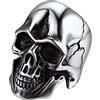 Bandmax Anello Teschio Uomo Lucido, Argento Acciaio Gioielli, Taglia 08 con Teschio, Regalo Halloween Natale per Punk Rapper Rock Ragazzo